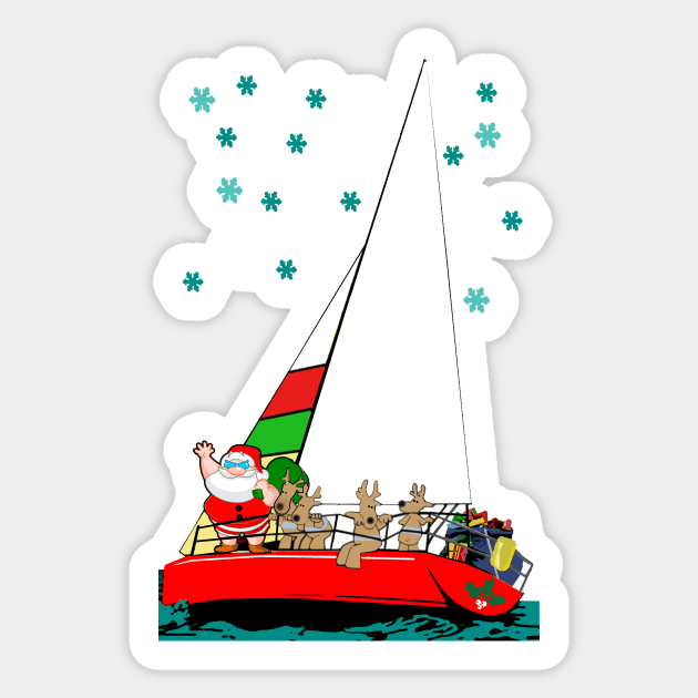 Santa Sailing at Christmas Sticker by Sailfaster Designs